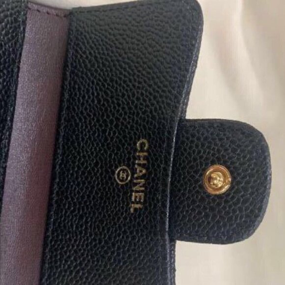 Chanel Caviar Quilted Compact Wallet in Black Leather Mini Classic Flap TriFold - Picture 4 of 7